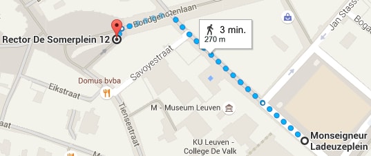 Wandelweg van Ladeuzeplein naar kapsalon michel & co, kapsalon - kapper Leuven
